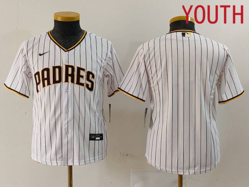 Youth San Diego Padres Blank White stripe Game 2024 Nike MLB Jersey style 1->youth mlb jersey->Youth Jersey